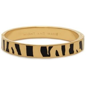KATE SPADE Might and Mane Black & Gold Zebra Stripes Hinged Bangle Bracelet